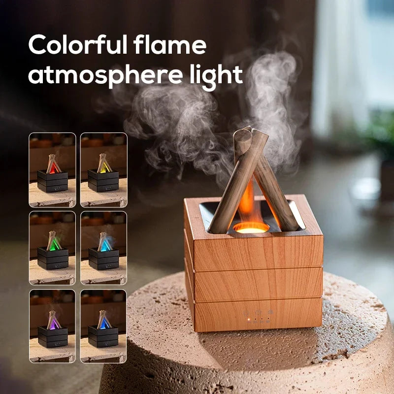 Bonfire Flame Aroma Diffuser – Ultrasonic Cool Mist Humidifier with LED Essential Oil Lamp