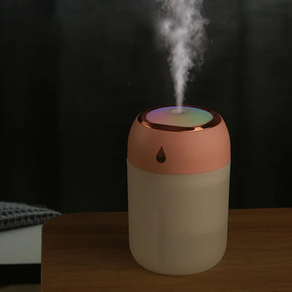 330ML Portable USB Air Humidifier – Mini Aroma Diffuser with LED Cool Light for Home, Car & Plants