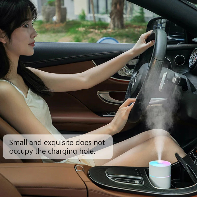 230ML Wireless Portable Humidifier – USB Rechargeable Mini Aroma Diffuser with Colorful Lights for Home & Car