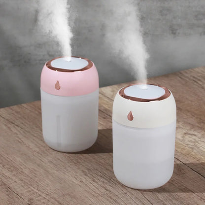 330ML Portable USB Air Humidifier – Mini Aroma Diffuser with LED Cool Light for Home, Car & Plants