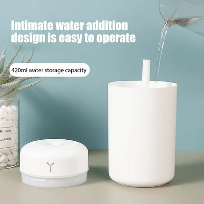 420ML Portable USB Air Humidifier – Cool Mist Aroma Diffuser with Colorful Soft Night Light for Home & Car