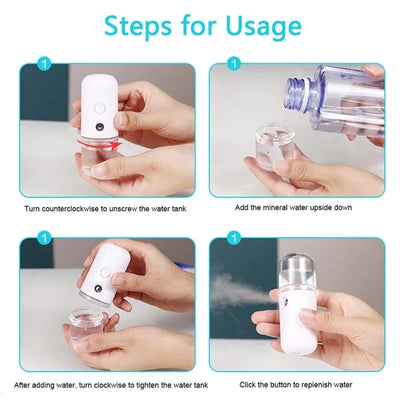 30ML Mini Wireless Nano Mist Sprayer – Portable Rechargeable Face & Air Humidifier