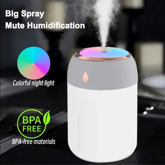 330ML Portable USB Air Humidifier – Mini Aroma Diffuser with LED Cool Light for Home, Car & Plants