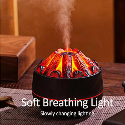 300ML Charcoal Flame Aroma Diffuser – Ultrasonic Humidifier with Night Light for Bedroom & Office