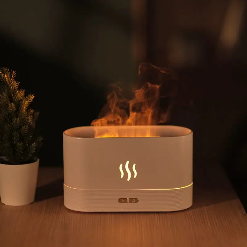 180ML LED Flame Aroma Humidifier – Ultrasonic Essential Oil Diffuser with Colorful Light Effects