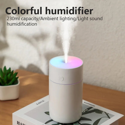 230ML Wireless Portable Humidifier – USB Rechargeable Mini Aroma Diffuser with Colorful Lights for Home & Car