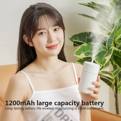 230ML Wireless Portable Humidifier – USB Rechargeable Mini Aroma Diffuser with Colorful Lights for Home & Car