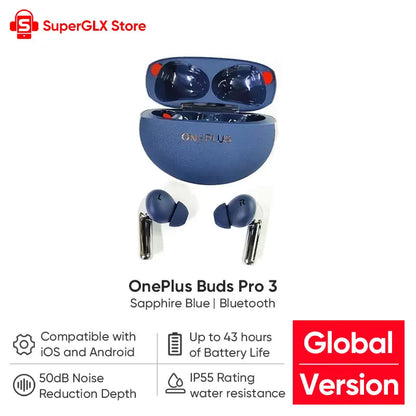 100% New Oneplus Buds Pro 3 Global Version TWS Bluetooth Earphone 50dB Active Noise Canceling 43h Battery Life For Oneplus12 12R
