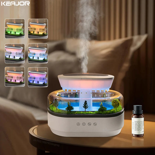 250ML Raindrop Aroma Humidifier – Ultrasonic Essential Oil Diffuser with Colorful Light & White Noise for Home