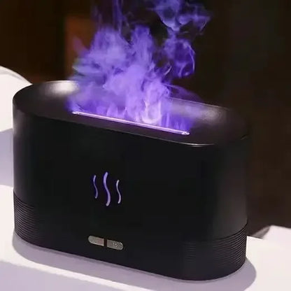180ML LED Flame Aroma Humidifier – Ultrasonic Essential Oil Diffuser with Colorful Light Effects