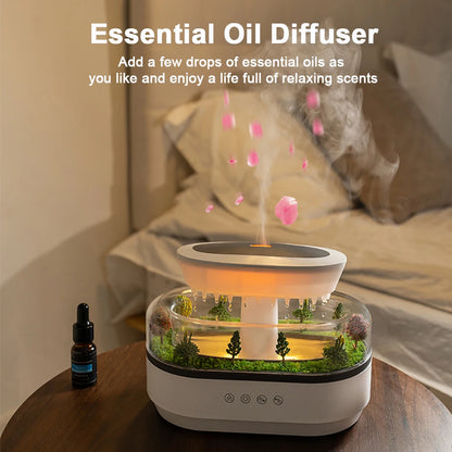 250ML Raindrop Aroma Humidifier – Ultrasonic Essential Oil Diffuser with Colorful Light & White Noise for Home
