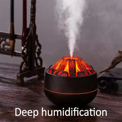 300ML Charcoal Flame Aroma Diffuser – Ultrasonic Humidifier with Night Light for Bedroom & Office