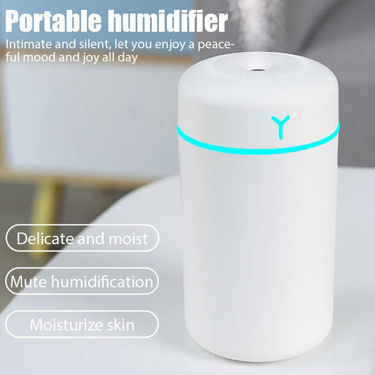 420ML Portable USB Air Humidifier – Cool Mist Aroma Diffuser with Colorful Soft Night Light for Home & Car