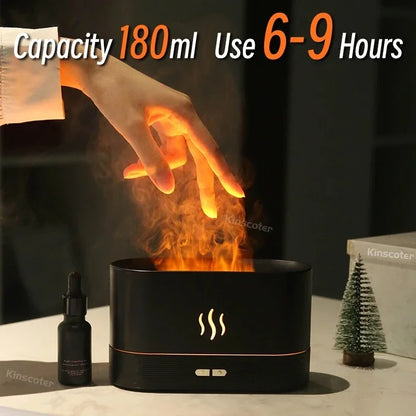 180ML LED Flame Aroma Humidifier – Ultrasonic Essential Oil Diffuser with Colorful Light Effects