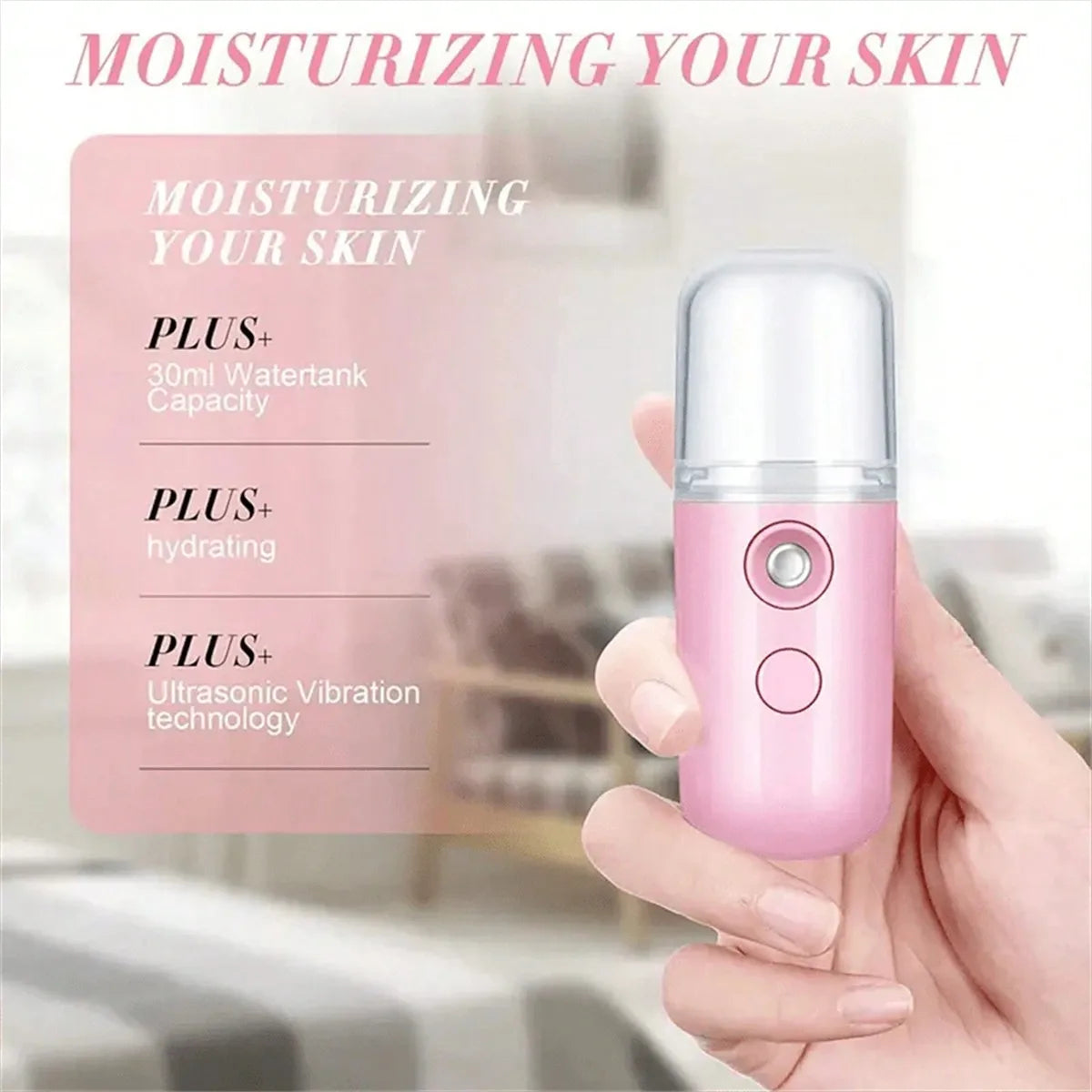 30ML Mini Wireless Nano Mist Sprayer – Portable Rechargeable Face & Air Humidifier